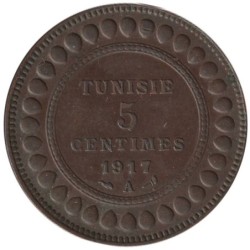 Monnaie monde - TUNISIE - KM235 - 5 centimes AH1336 - 1917 A