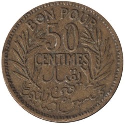 Monnaie monde - TUNISIE - KM246 - 50 centimes AH1352 - 1933