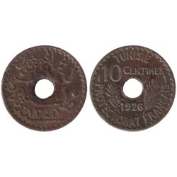 Monnaie monde - TUNISIE - KM254 - 10 centimes AH1345 - 1926