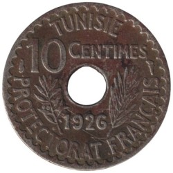 Monnaie monde - TUNISIE - KM254 - 10 centimes AH1345 - 1926