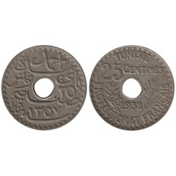 Monnaie monde - TUNISIE - KM260 - 25 centimes AH1357 - 1938