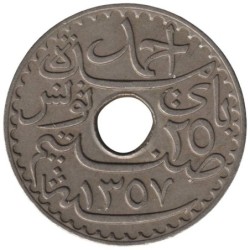 Monnaie monde - TUNISIE - KM260 - 25 centimes AH1357 - 1938