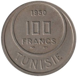 Monnaie monde - TUNISIE - KM276 - 100 francs AH1370 - 1950