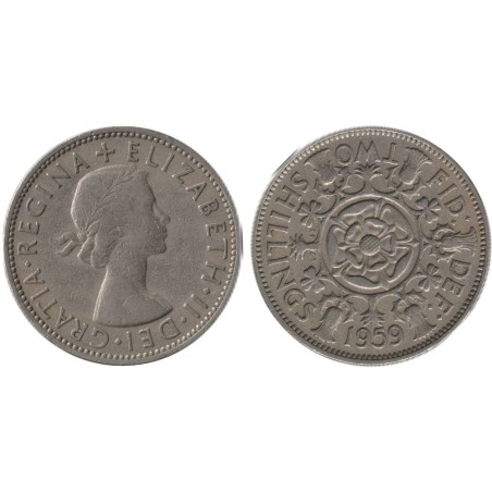 Monnaie monde - GRANDE-BRETAGNE - KM906 - 2 shillings / 1 florin 1959
