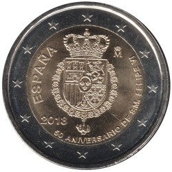 Monnaie euro - ESPAGNE - 2 euros commémorative - 50 ans du roi Felipe VI - 2018