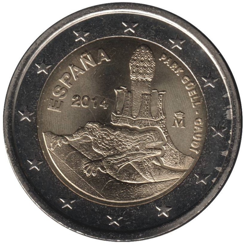 Monnaie euro - ESPAGNE - 2 euros commémorative - Parc Güell - 2014