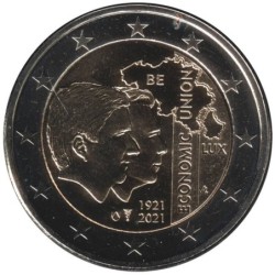 Monnaie euro - BELGIQUE - 2 euros commémorative - 100 ans Union Économique belgo-luxembourgeoise - 2021