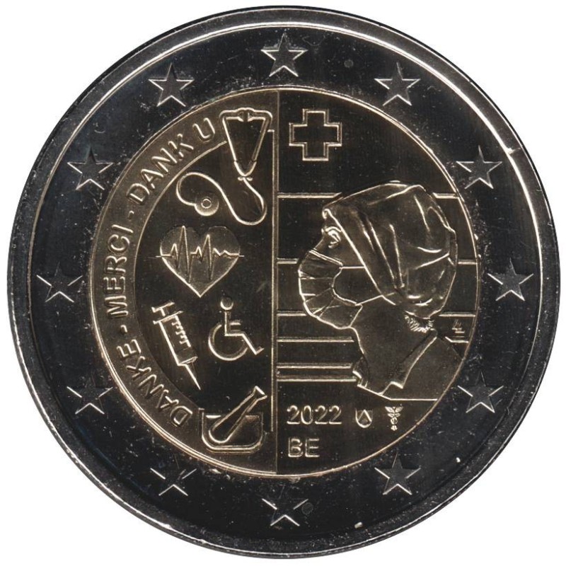 Monnaie euro - BELGIQUE - 2 euros commémorative - Pour les soins pendant la pandemie de Covid - 2022