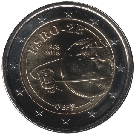 Monnaie euro - BELGIQUE - 2 euros commémorative - 50 ans Satellite ESRO 2B - IRIS - 2018