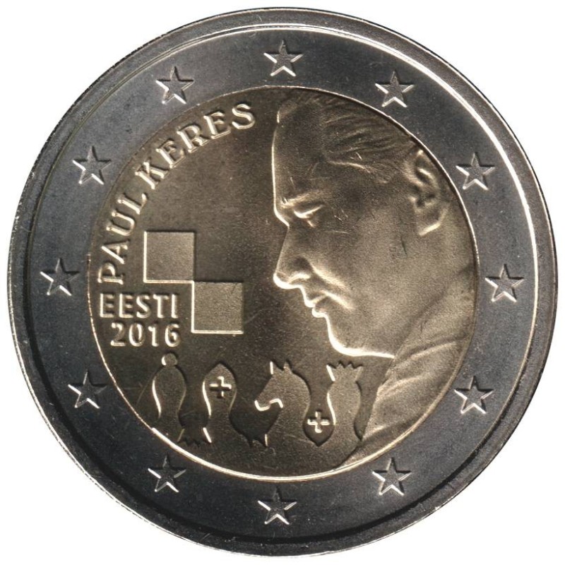 Monnaie euro - ESTONIE - 2 euros commémorative - Paul Keres - 2016
