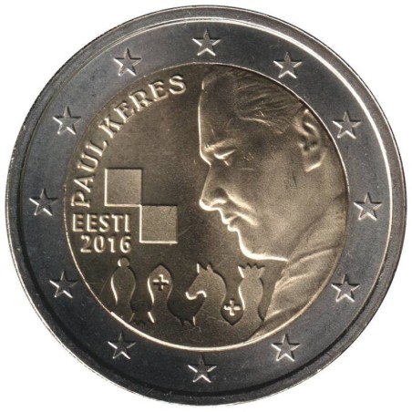 Monnaie euro - ESTONIE - 2 euros commémorative - Paul Keres - 2016