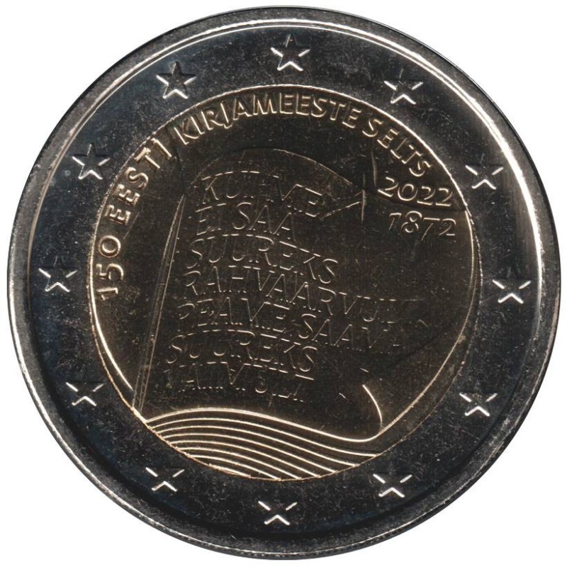Monnaie euro - ESTONIE - 2 euros commémorative - 150 ans de la Société littéraire estonienne - 2022