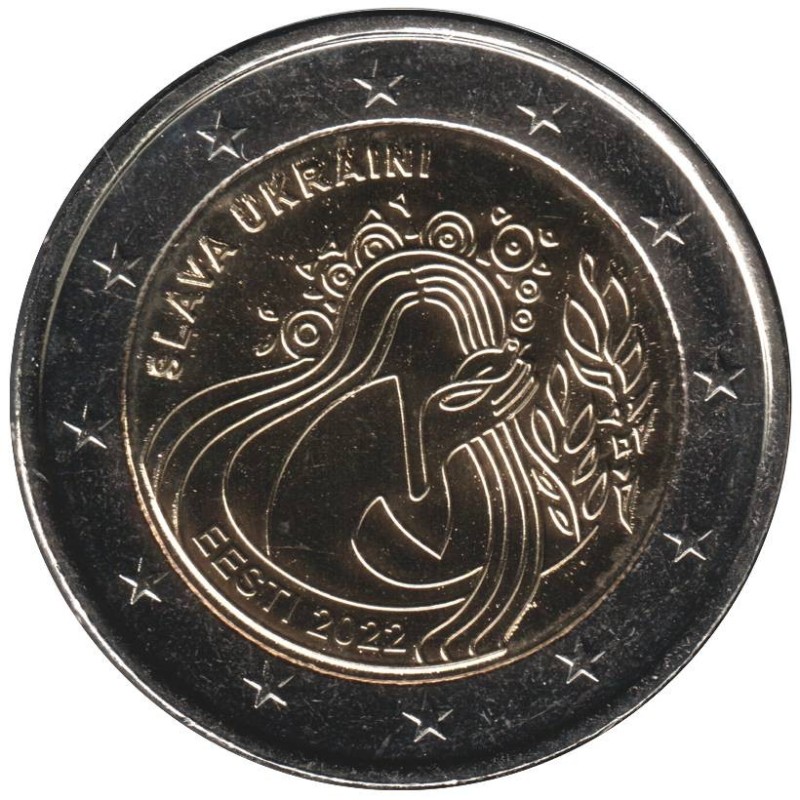 Monnaie euro - ESTONIE - 2 euros commémorative - Ukraine et liberté - 2022