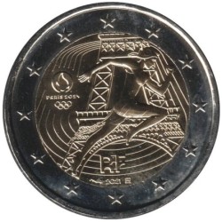 Monnaie euro - FRANCE - 2 euros commémorative - JO de Paris 2024 - Drapeau olympique - 2021