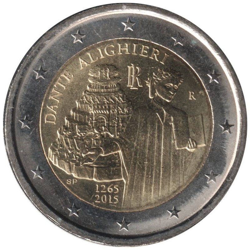 Monnaie euro - ITALIE - 2 euros commémorative - Dante Alighieri - 2015
