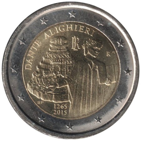 Monnaie euro - ITALIE - 2 euros commémorative - Dante Alighieri - 2015