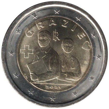 Monnaie euro - ITALIE - 2 euros commémorative - Grazie - Merci aux professionnels de la santé - 2021