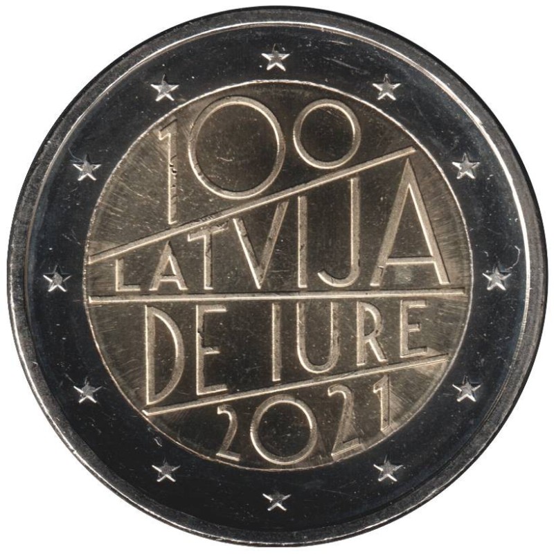 Monnaie euro - LETTONIE - 2 euros commémorative - 100 ans Reconnaissance de la République de Lettonie - 2021