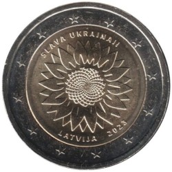 Monnaie euro - LETTONIE - 2 euros commémorative - Un tournesol pour l'Ukraine - 2023