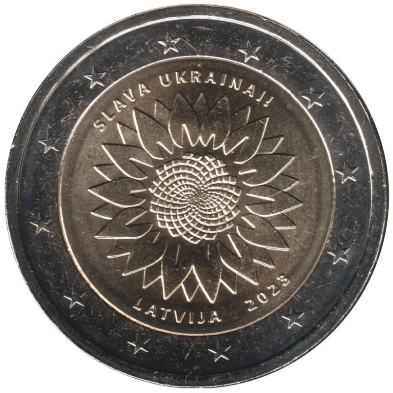 Monnaie euro - LETTONIE - 2 euros commémorative - Un tournesol pour l'Ukraine - 2023