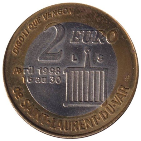 SAINT LAURENT DU VAR - 2 euro des villes - 1998 - Etat : SUP SAINT LAURENT DU VAR - 2 euro des villes - 1998 - Etat : SUP