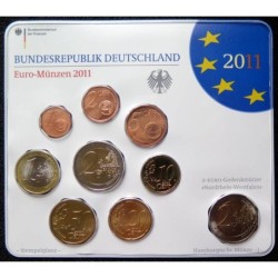 Allemagne - Plaquette BU - 2011 J - 1 cent à 2 euros + 2 euros commémo.