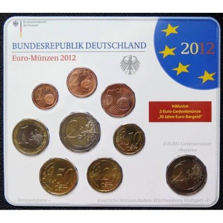 ALLEMAGNE - Plaquette BU - 2012 F - 1 cent à 2 euros + 2 euros commémo. ALLEMAGNE - Plaquette BU - 2012 F - 1 cent à 2 euros + 2 euros commémo.