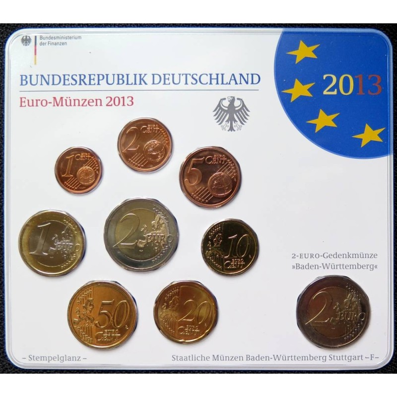 Allemagne - Plaquette BU - 2013 F - 1 cent à 2 euros + 2 euros commémo.