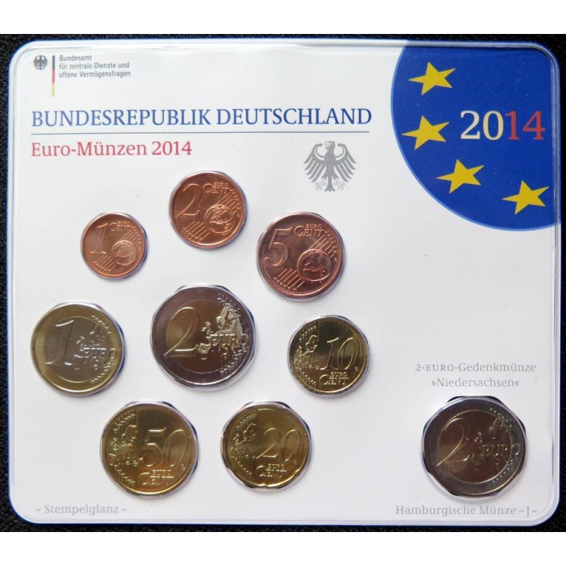 Allemagne - Plaquette BU - 2014 J - 1 cent à 2 euros + 2 euros commémo.