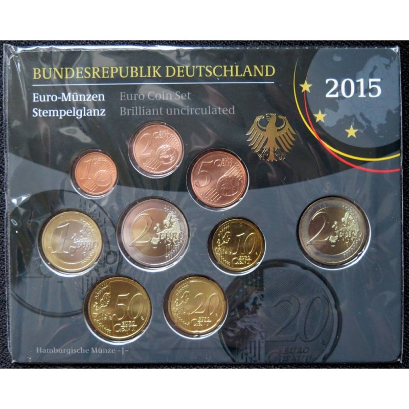 Allemagne - Plaquette BU - 2015 J - 1 cent à 2 euros + 2 euros commémo.