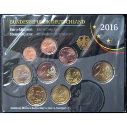 Allemagne - Plaquette BU - 2016 F - 1 cent à 2 euros + 2 euros commémo.