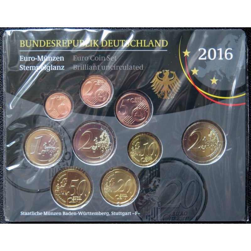 Allemagne - Plaquette BU - 2016 F - 1 cent à 2 euros + 2 euros commémo. Allemagne - Plaquette BU - 2016 F - 1 cent à 2 euros + 2 euros commémo.