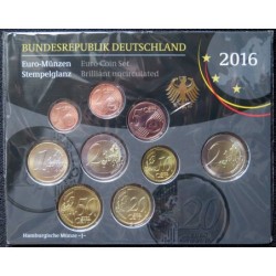 Allemagne - Plaquette BU - 2016 J - 1 cent à 2 euros + 2 euros commémo.
