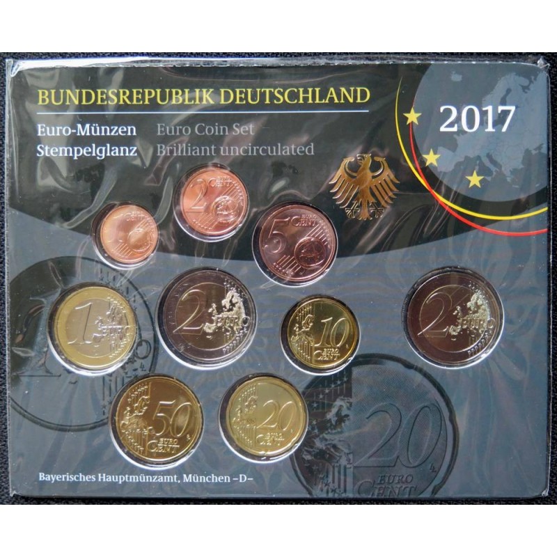 Allemagne - Plaquette BU - 2017 D - 1 cent à 2 euros + 2 euros commémo.