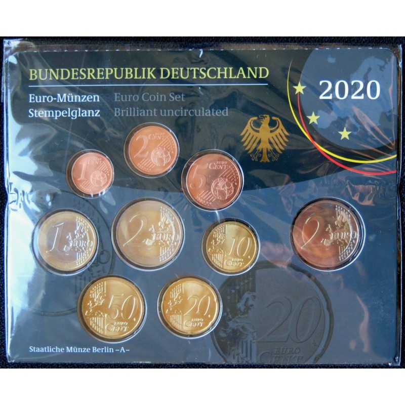 Allemagne - Plaquette BU - 2020 A - 1 cent à 2 euros + 2 euros commémo.