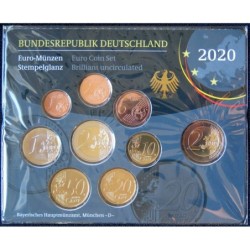 Allemagne - Plaquette BU - 2020 D - 1 cent à 2 euros + 2 euros commémo.