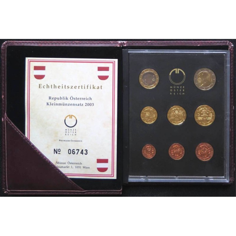 Autriche - Coffret BE - 2003 - 1 cent à 2 euros