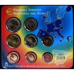 Espagne - Plaquette BU - 2001 - 1 cent à 2 euros
