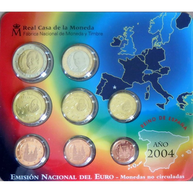 Espagne - Plaquette BU - 2004 - 1 cent à 2 euros