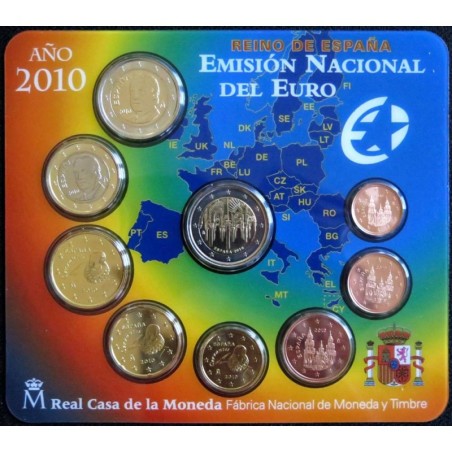 ESPAGNE - Plaquette BU - 2010 - 1 cent à 2 euros + 2 euros commémo. ESPAGNE - Plaquette BU - 2010 - 1 cent à 2 euros + 2 euros commémo.