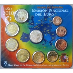 Espagne - Plaquette BU - 2010 - 1 cent à 2 euros + 2 euros commémo. + médaille