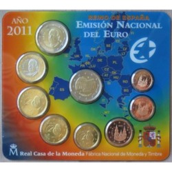 Espagne - Plaquette BU - 2011 - 1 cent à 2 euros + 2 euros commémo.
