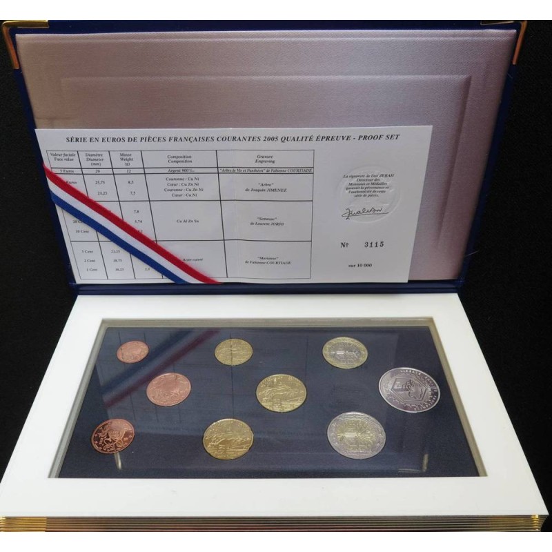 France - Coffret BE - 2005 - 1 cent à 2 euros + 5 euros Panthéon