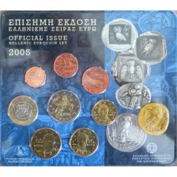 Grèce - Plaquette BU - 2005 - 1 cent à 2 euros