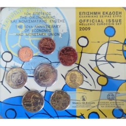 Grèce - Plaquette BU - 2009 - 1 cent à 2 euros commémo.