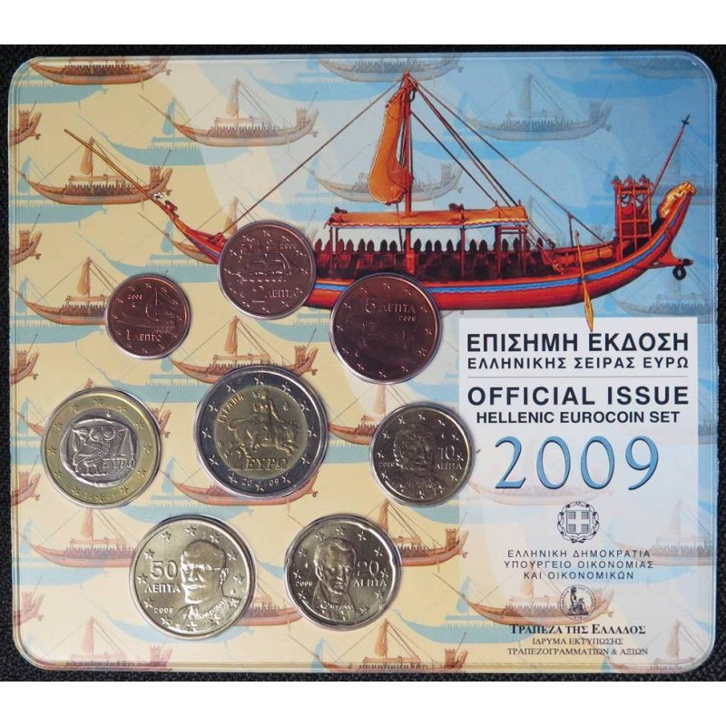 Grèce - Plaquette BU - 2009 - 1 cent à 2 euros
