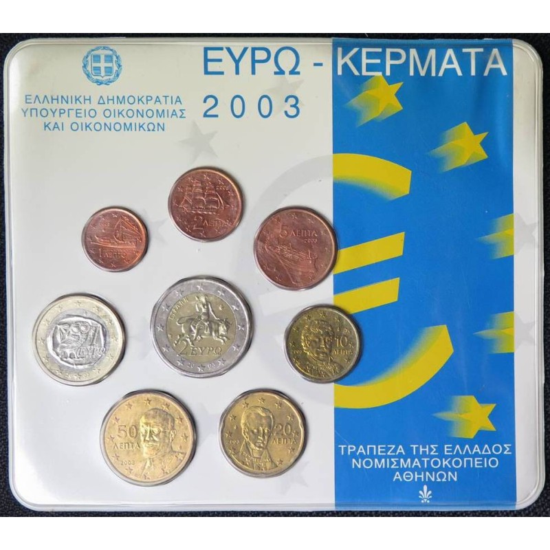 Grèce - Plaquette BU - 2003 - 1 cent à 2 euros