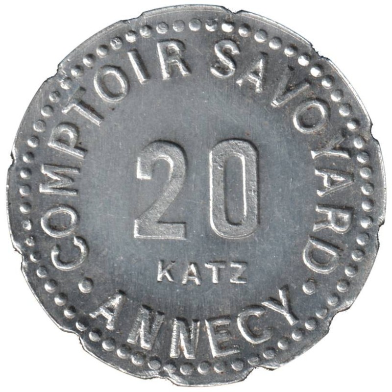 ANNECY - 2.2 - Monnaie de nécessité - Comptoir Savoyard - 20 centimes - SUP+ ANNECY - 2.2 - Monnaie de nécessité - Comptoir Savoyard - 20 centimes - SUP+