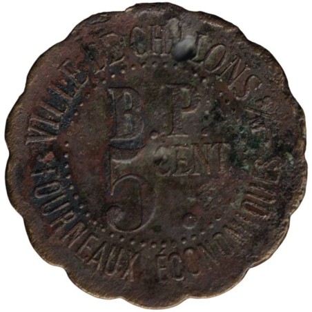 CHALONS SUR MARNE - 1.1 - Monnaie de nécessité - 5 centimes - TB CHALONS SUR MARNE - 1.1 - Monnaie de nécessité - 5 centimes - TB