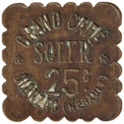OLONZAC - 3.3 - Monnaie de nécessité - Grand Café Soler - 25 centimes - TTB-